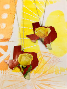 Yellow Rose of Texas Upcycled Tin Necklace