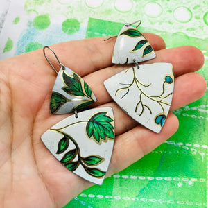 Green Leaves Tourmaline Zero Waste Tin Earrings Ethical Jewelry