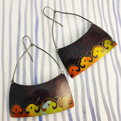 Vintage Harvest Colors Wide Arch Recycled Tin Earrings