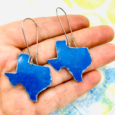Texas Blue Upcycled Tin Earrings