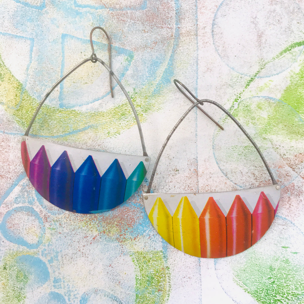 Bright Crayons Recycled Tin Earrings