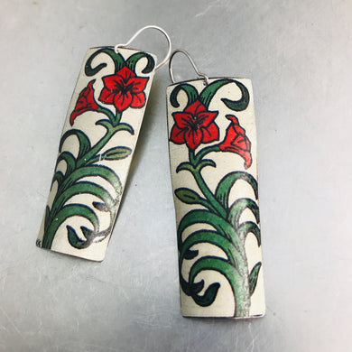 Red Lillies Recycled Tin Earrings