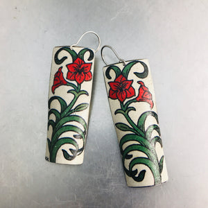 Red Lillies Recycled Tin Earrings