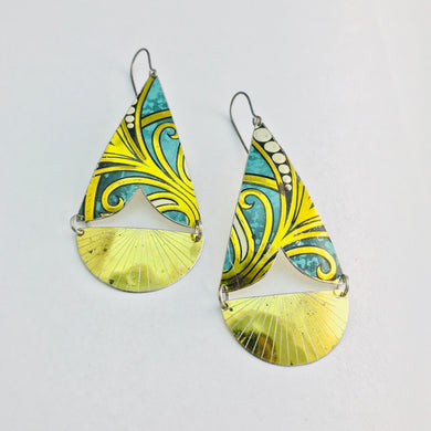 Green & Gold Vintage Tin Arrows Earrings