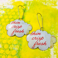Load image into Gallery viewer, Thin Crisp Fresh Clouds Upcycled Tin Earrings