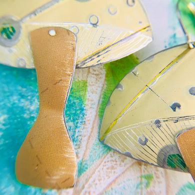 Groovy Cream Mushrooms Zero Waste Tin Earrings