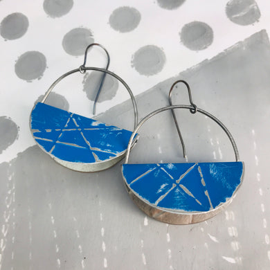 True Blue Half Moon Saddle Zero Waste Tin Earrings