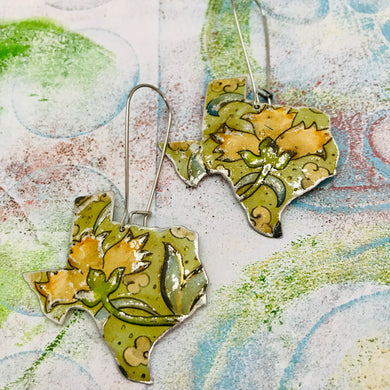 Vintage Pale Pink Blossoms Texas Upcycled Tin Earrings