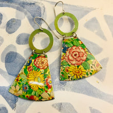 Load image into Gallery viewer, Vintage Overall Blossoms Small Fans Tin Earrings