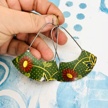Load image into Gallery viewer, Claret Gerber Daisies Wide Arc Zero Waste Earrings