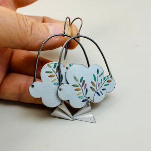 Olive Tree Clouds & Paper Airplanes Tin Earrings