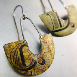 Weathered C & D Little Us Upcycled Tin Earrings