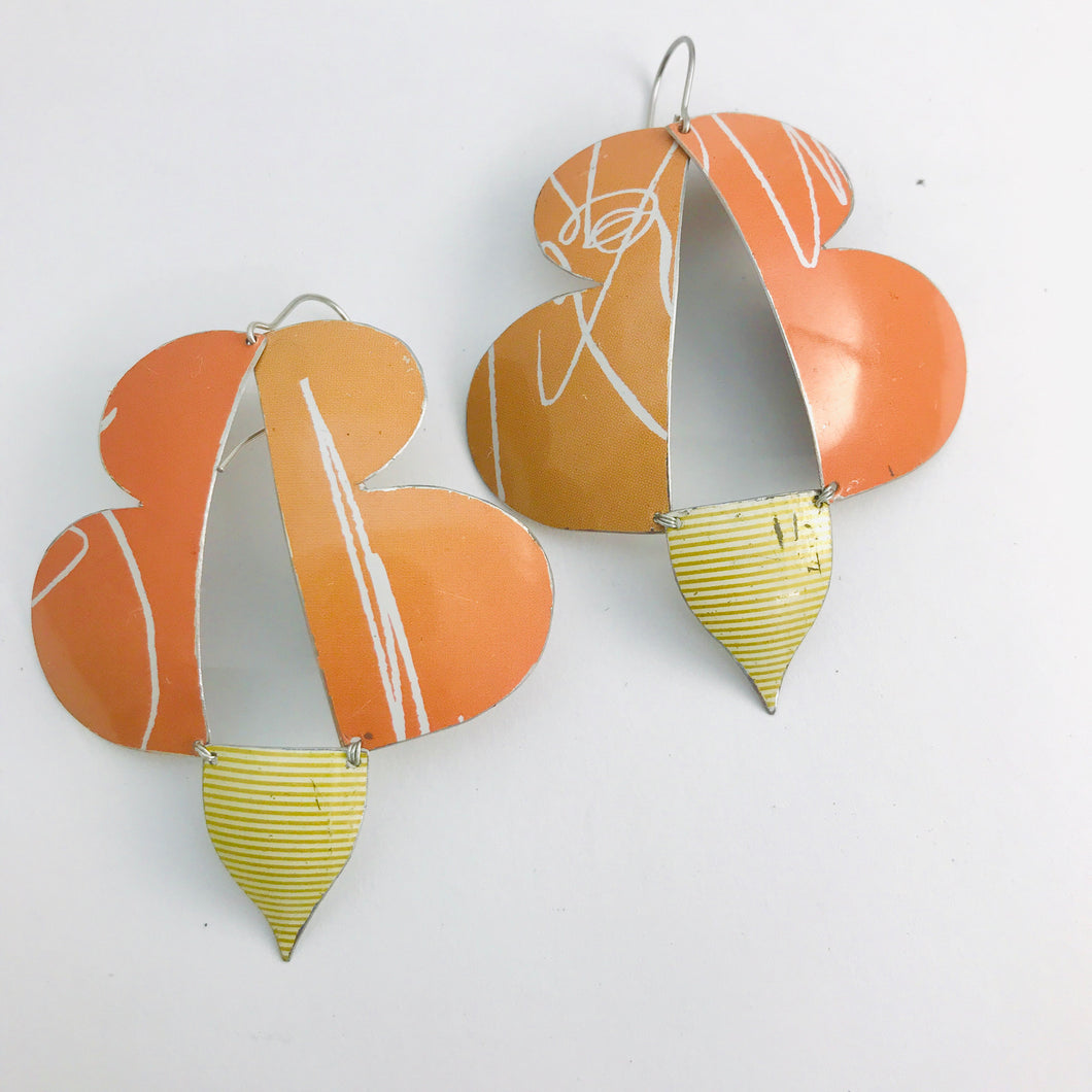 Abstract Orange Butterflies Zero Waste Tin Earrings