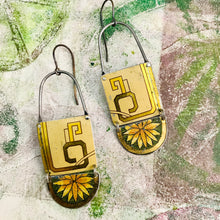 Load image into Gallery viewer, Blossom &amp; Gold Upcycled Teardrop Tin Earrings