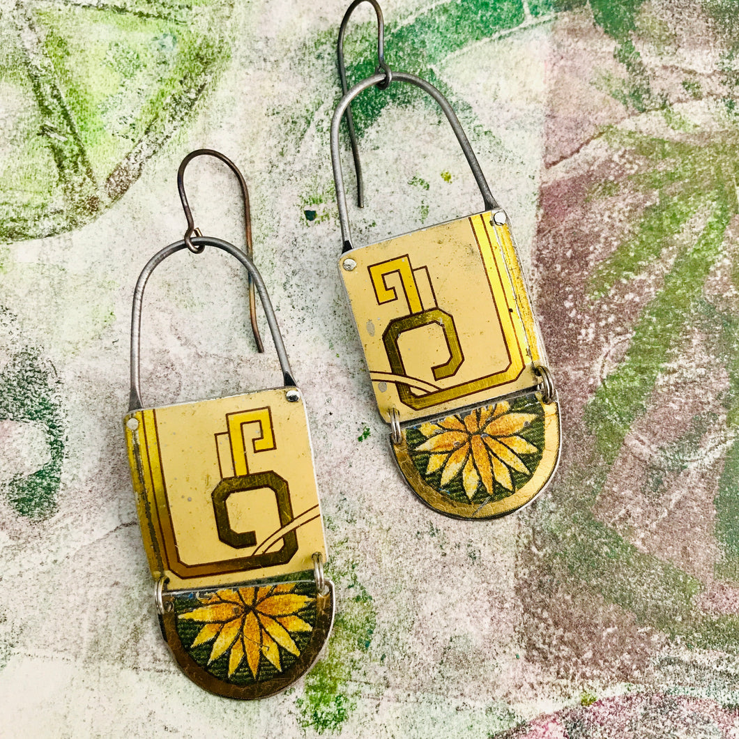 Blossom & Gold Upcycled Teardrop Tin Earrings