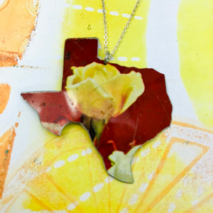 Yellow Rose of Texas Upcycled Tin Necklace