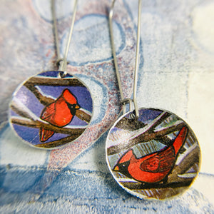 Two Cardinals Medium Basin Tin Earrings