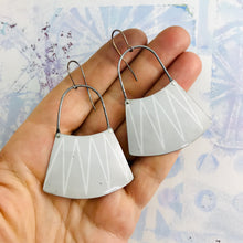 Load image into Gallery viewer, Light Gray White Zig Zags Zero Waste Tin Earrings