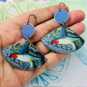 Ruby Throated Hummingbirds Upcycled Tin Earrings