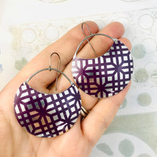 Load image into Gallery viewer, Grape Geometry Upcycled Tin Circle Earrings