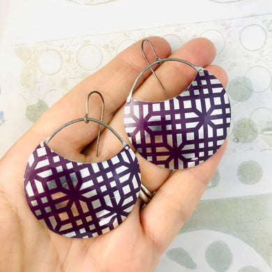 Grape Geometry Upcycled Tin Circle Earrings