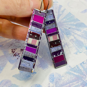 Fenced Mixed Plums Rectangle Tin Earrings