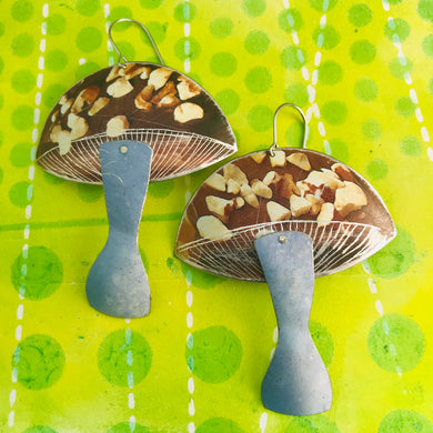 Groovy Chocolate Bark Mushrooms Zero Waste Tin Earrings