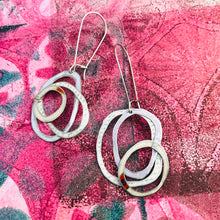 Load image into Gallery viewer, Mixed Whites Smaller Scribbles Upcycled Tin Earrings