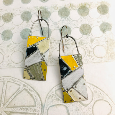 Mixed Neutrals Tesserae Arched Wire Tin Earrings