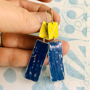 Bright Yellow & Ocean Blue Recycled Tin Earrings
