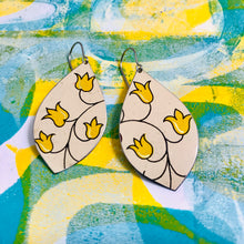 Load image into Gallery viewer, Yellow Flower Vine Upcycled Pod Tin Earrings