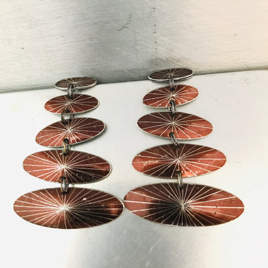 Bronze Starburst Oval Cairns Upcycled Tin Post Earrings