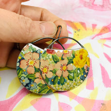 Load image into Gallery viewer, Field of Flowers Circles Recycled Tin Earrings