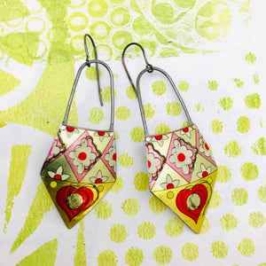 Santa Fe Red Hearts Dangle Tin Earrings