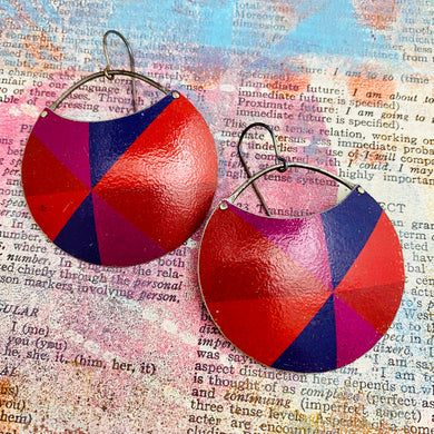 Purples & Reds Colorwheel Circles Upcycled Tin Earrings