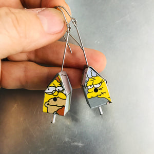 Old Couple Simpsons Tiny Tin Birdhouse Earrings