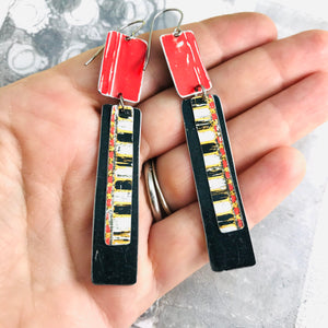 Scarlet & Midnight Recycled Tin Rectangles Earrings