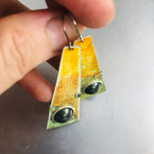 Load image into Gallery viewer, Rustic Orange and Green Zero Waste Tin Earrings