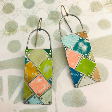 Mixed Colors Tesserae Arched Wire Tin Earrings