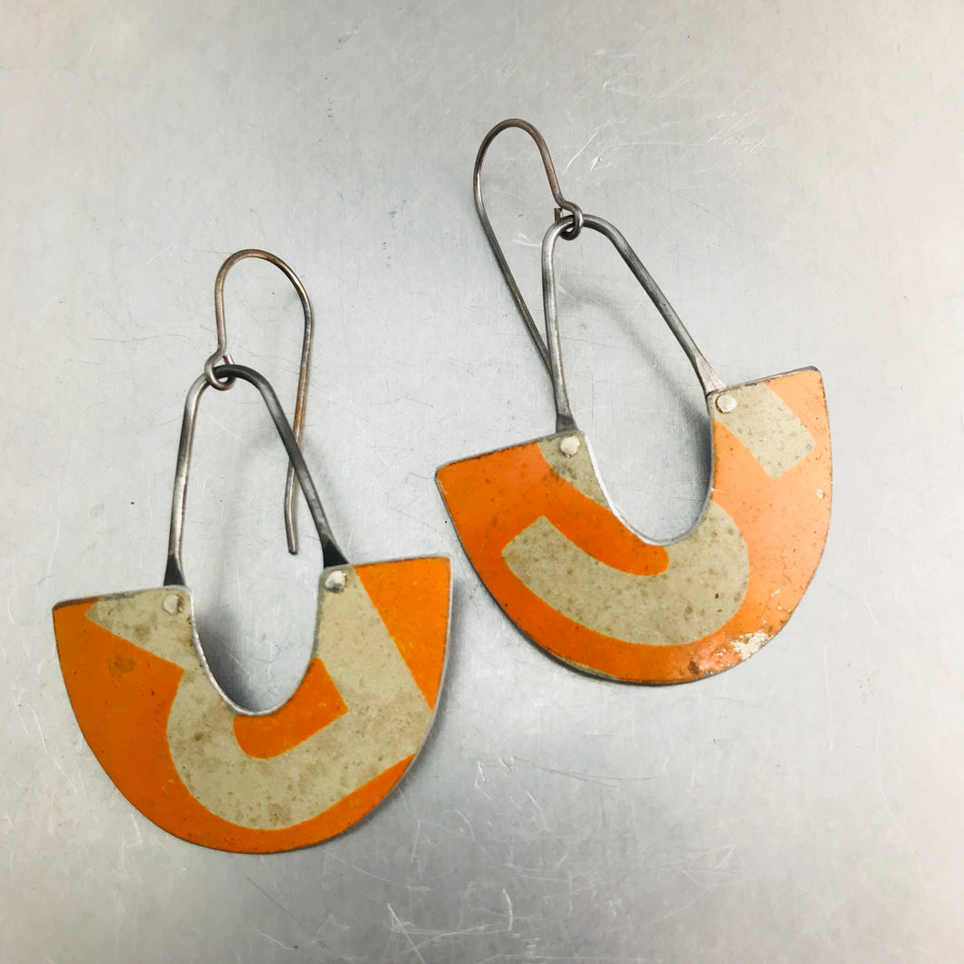 Vintage Orange R&S Little Us Upcycled Tin Earrings