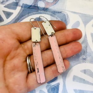 Cream & Soft Pink Recycled Tin Earrings