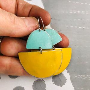 Matte Aqua and Butter Upcycled Tin Boat Earrings