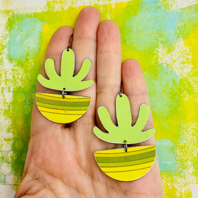 Apple Green Mod Succulents Upcycled Tin Earrings