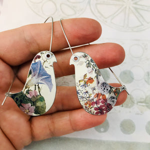 Wildflower Birds on a Wire Upcycled Tin Earrings