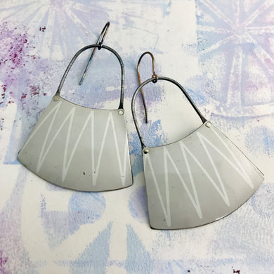 Light Gray White Zig Zags Zero Waste Tin Earrings