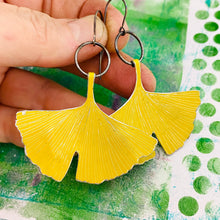 Load image into Gallery viewer, Autumn Gingko Leaves Recycled Tin Earrings