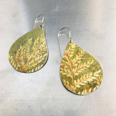 Fall Leaves Upcycled Teardrop Tin Earrings