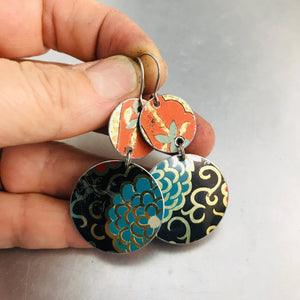 Vintage Mixed Circles Upcycled Tin Earrings