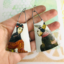 Load image into Gallery viewer, Tang Dynasty Upcycled Tin Long Fans Earrings