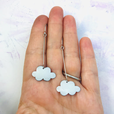 Little White Clouds Upcycled Tin Earrings